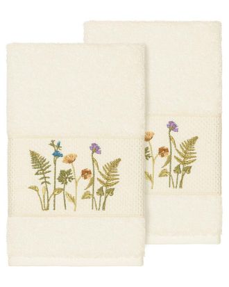 Linum Home Textiles Turkish Cotton Serenity 2Pc Embellished Hand Towel Set