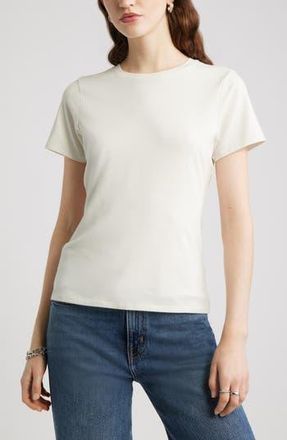 Nordstrom Pima Cotton Blend Crewneck T-Shirt in Ivory Tofu at Nordstrom Rack, Size Large