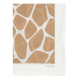 Valentino Garavani Accessoires, Dames, Beige, ONE Size, Katoen, Frayed Hem Katoenen Sjaal