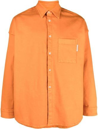 Marni pocket cotton shirt - men - Spandex/Elastane/Cotton - 50 - Orange