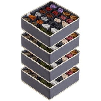 OEM Juego De 4 Organizadores De Cajones, Cajas De Almacenamiento De Tela Plegables Para Armario, 24 Compartimentos Para Guardar Calcetines, Bragas, Corbat