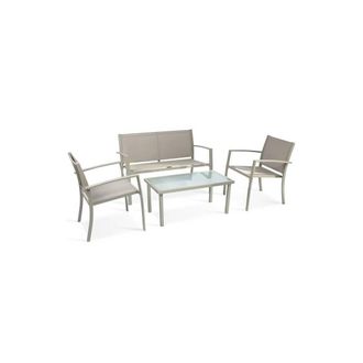 OEM C Set 4 Pz Salotto Santiago Acciaio Taupe/marrone