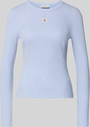 Calvin Klein Jeans Longsleeve mit Label-Detail in Hellblau, Gr&ouml;&szlig;e XL