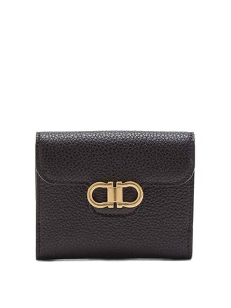 Ferragamo Gancini Grained Leather Compact Wallet