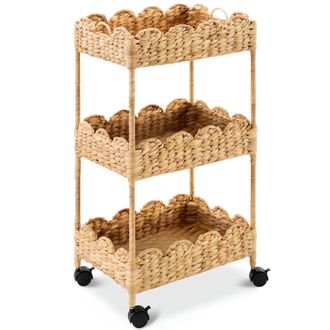 Best Choice Products 3-Tier Scalloped Rolling Nursery Caddy w/Wheels, Storage Utility Cart