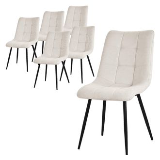 ML Design Ml-design - Juego De 6 Sillas De Comedor Color Beige Asiento Acolchado Para Cocina O Sal&oacute;n Con Funda De Tela Y Patas De Acero Negro Sill&oacute;n Tapizado Su