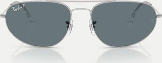 Ray-Ban Irregular - Occhiali da sole argento con lenti blu polarizzate