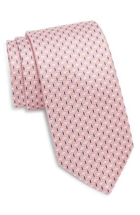 Canali Herringbone Silk Tie in Pink at Nordstrom