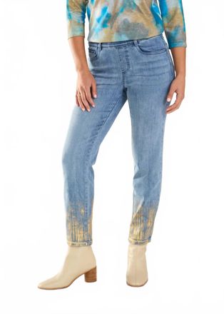 FDJ Portia Pull On Pencil Ankle Denim Jeans In Blue And Gold