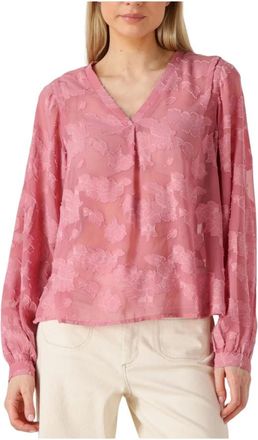 Aaiko Overhemden, Dames, Roze, M, Chiffon, Rode Chiffon Bloemen Blouse