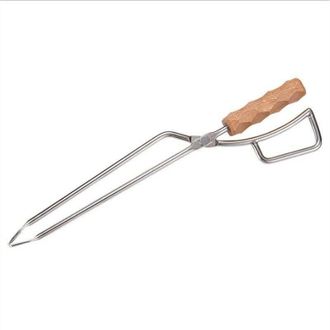 OEM Pinzas Para Le&ntilde;a, Pinzas Para Chimenea De Acero Inoxidable Con Mango De Madera De Haya, Accesorios Ign&iacute;fugos, Pinzas Resistentes A Altas Temperaturas 