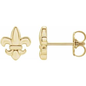 Pompeii3 14K White or Yellow Fleur-de-Lis Earrings