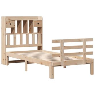 Berkfield Home Decorative Bookcase Bed without Mattress 90x200cm Solid Wood Pine in Light Tan | Size: 90x200 cm