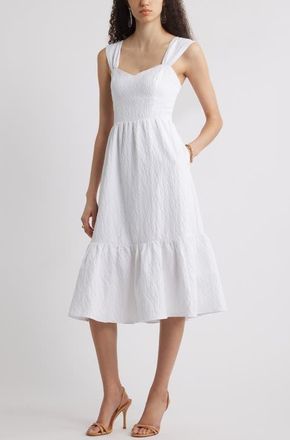 Chelsea28 Sweetheart Jacquard Midi Dress in White at Nordstrom, Size Small