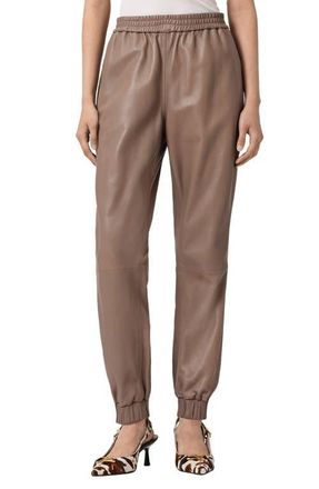 AllSaints Jen Leather Joggers in Mocha Brown at Nordstrom, Size 10 Us