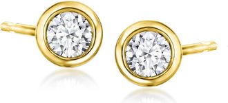 Ross-Simons Bezel-Set Lab-Grown Diamond Stud Earrings in 18kt Gold Over Sterling