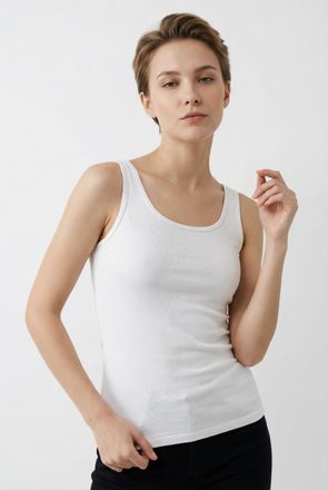 Only Carmakoma Tanktop ONLY CARMAKOMA CARTIME TANK TOP JRS NOOS, Damen, Gr. XL, hellwei&szlig;, Jersey, Obermaterial: 95% Baumwolle, 5% Elasthan, unifarben, regular fit no