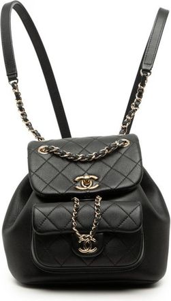 Chanel Matelasse Black Leather Backpack (Pre-Owned)