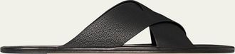 The Row Malick Leather Crisscross Slide Sandals
