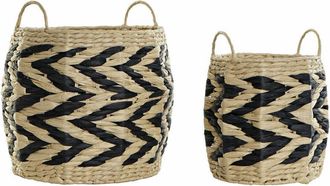DKD Home Decor Set di Cestini DKD Home Decor Nero Marrone Chiaro Fibra naturale (2 Pezzi)
