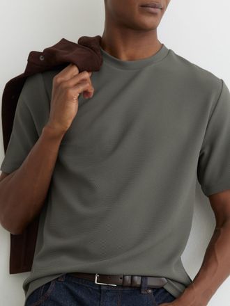 Reiss Sage Green Textured Crew-neck T-shirt, Xxl