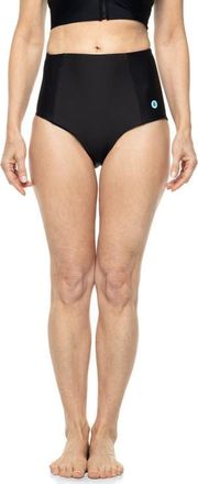 Coolibar Womens High Rise Swim Bottoms - UPF 50+ Sun Protection - Ocean Sculpt in Black at Nordstrom, Size Xx-Large