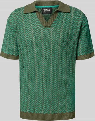 Scotch & Soda Poloshirt mit V-Ausschnitt in Oliv, Größe XL