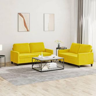 vidaXL Juego De Sof&aacute;s Con Cojines 2 Piezas Terciopelo Amarillo Vidaxl