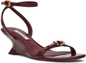 Steve Madden Zaloma Ankle Strap Wedge Sandal in Burgundy Patent at Nordstrom, Size 7.5