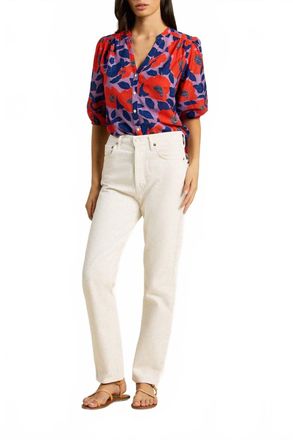Trovata Loren Button Front Blouse In Poincianna Floral
