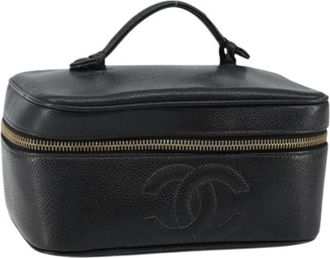 Chanel Pre-owned Handbags, female, Black, Size: ONE SIZE Pre-owned Vintage Leather Handbag