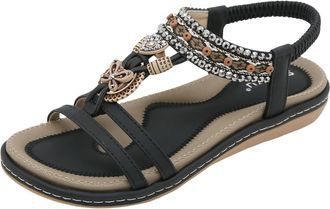 Generic 2026 Women Slippers Clip Toe Sandals Crystal Jelly Beach Flip Flops Female Students Korean Fashion Wear Summer Flat (Black, 6.5)