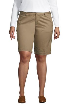 Lands End School Uniform Young Plain Front Blend Chino Shorts in Khaki at Nordstrom, Size 22W