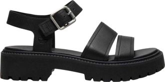 Timberland Lederen platte gladiatorsandalen voor dames (Zwart)