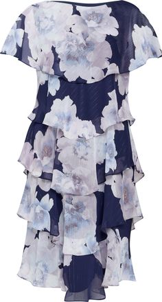 Gina Bacconi Womens Hara Printed Tiered Dress - Floral - Size 12 UK