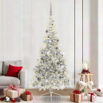 vidaXL &Aacute;rbol De Navidad Artificial Preiluminado Plateado 210 Cm Pet Vidaxl