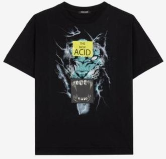 Roberto Cavalli Roaring Tiger Print Cotton T-Shirt, Size X-Small