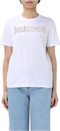 Just Cavalli Grafische Print Logo T-shirt - Dames - T-shirts - Wit - M - Katoen - Tops