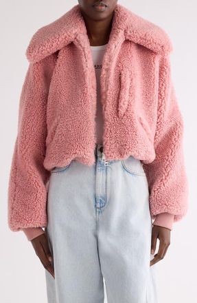 Givenchy Crop Faux Shearling Bomber Jacket in Light Pink at Nordstrom, Size 12 Us