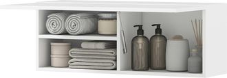 HOMCOM Homcom Armadietto Bagno Pensile Con Anta A Ribalta E Ripiani, 80x25x30cm