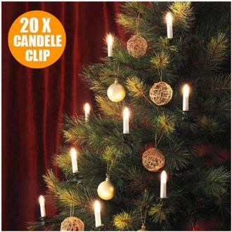 Trade Shop Trade Shop - Catena Luminosa 20 Candele A Clip 4,9 Mt Per Albero Di Natale 220v Bianco Caldo