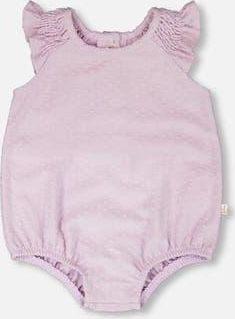 Deux par Deux Jersey Flutter Sleeves Romper in Lavender at Nordstrom, Size 12M