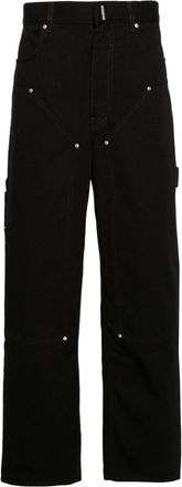 Givenchy wide-leg logo-plaque carpenter jeans - men - Cotton/Polyester/Cotton - 32 - Black