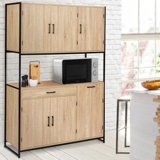 IDMarket Idmarket - 120 Cm Detroit Aparador De Cocina Armario 6 Puertas Dise&ntilde;o Industrial + Caj&oacute;n