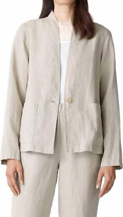 Eileen Fisher High Collar Jacket In Undyed Natural