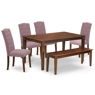 East West Furniture Dining Room Set Mahogany, CACE6-MAH-10