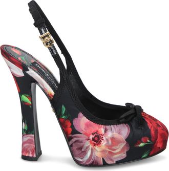 Dolce & Gabbana Vally Platform Slingbacks In Printed Satin