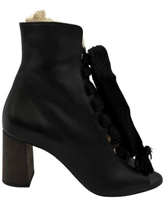 Chlo&eacute; Womens Leather Harper Peep-Toe Lace-Up Boot (Authentic Pre-Loved)