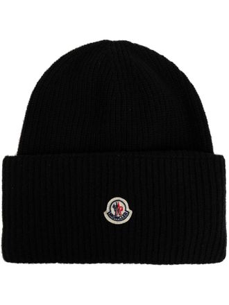 Moncler Muts met logopatch - Zwart