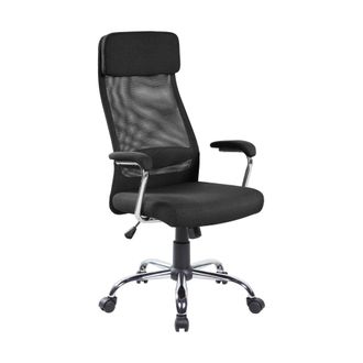 Dmora Silla De Oficina Daafjeaide, Sill&oacute;n Ejecutivo Con Reposabrazos, Silla De Oficina Ergon&oacute;mica, 65x65h114/125 Cm, Negro - Dmora